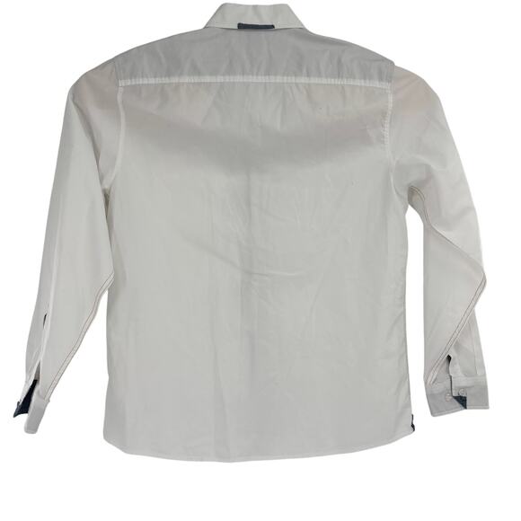 Carbon 2 Cobalt Mens Medium Solid White Long Sleeve Button Up Cotton Shirt - Picture 4 of 4